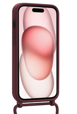 NoXx NoXx iPhone 15 Plus Hoesje Pashouder met Koord Met Screenprotector - Aubergine