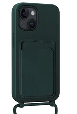 NoXx NoXx iPhone 15 Plus Hoesje Pashouder met Koord Met Screenprotector - Donkergroen