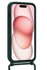 NoXx NoXx iPhone 15 Plus Hoesje Pashouder met Koord Met Screenprotector - Donkergroen