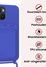 NoXx NoXx iPhone 15 Plus Hoesje Pashouder met Koord - Fel Blauw
