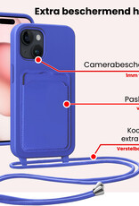 NoXx NoXx iPhone 15 Plus Hoesje Pashouder met Koord - Fel Blauw
