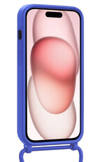 NoXx NoXx iPhone 15 Plus Hoesje Pashouder met Koord - Fel Blauw