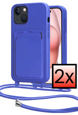 NoXx NoXx iPhone 15 Plus Hoesje Pashouder met Koord - Fel Blauw - 2 PACK