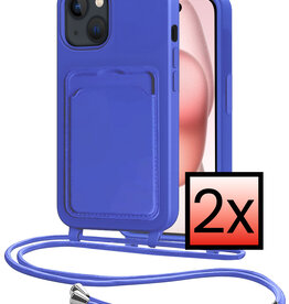 NoXx NoXx iPhone 15 Plus Hoesje Pashouder met Koord - Fel Blauw - 2 PACK