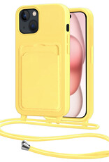 NoXx NoXx iPhone 15 Plus Hoesje Pashouder met Koord - Geel