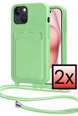 NoXx NoXx iPhone 15 Plus Hoesje Pashouder met Koord - Groen - 2 PACK