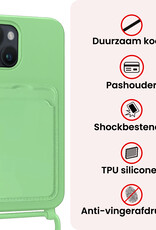 NoXx NoXx iPhone 15 Plus Hoesje Pashouder met Koord - Groen - 2 PACK