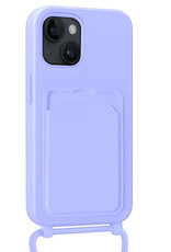 NoXx NoXx iPhone 15 Plus Hoesje Pashouder met Koord Met Screenprotector - Lila