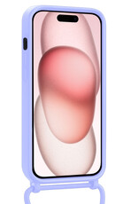 NoXx NoXx iPhone 15 Plus Hoesje Pashouder met Koord Met Screenprotector - Lila