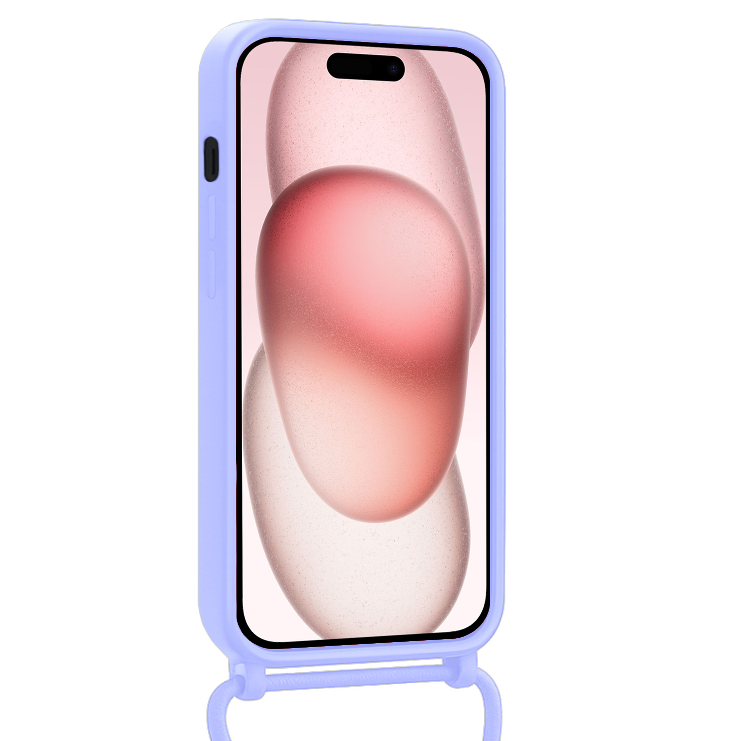 NoXx NoXx iPhone 15 Plus Hoesje Pashouder met Koord Met Screenprotector - Lila