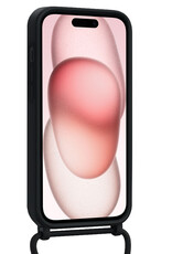 NoXx NoXx iPhone 15 Plus Hoesje Pashouder met Koord Met Screenprotector - Zwart