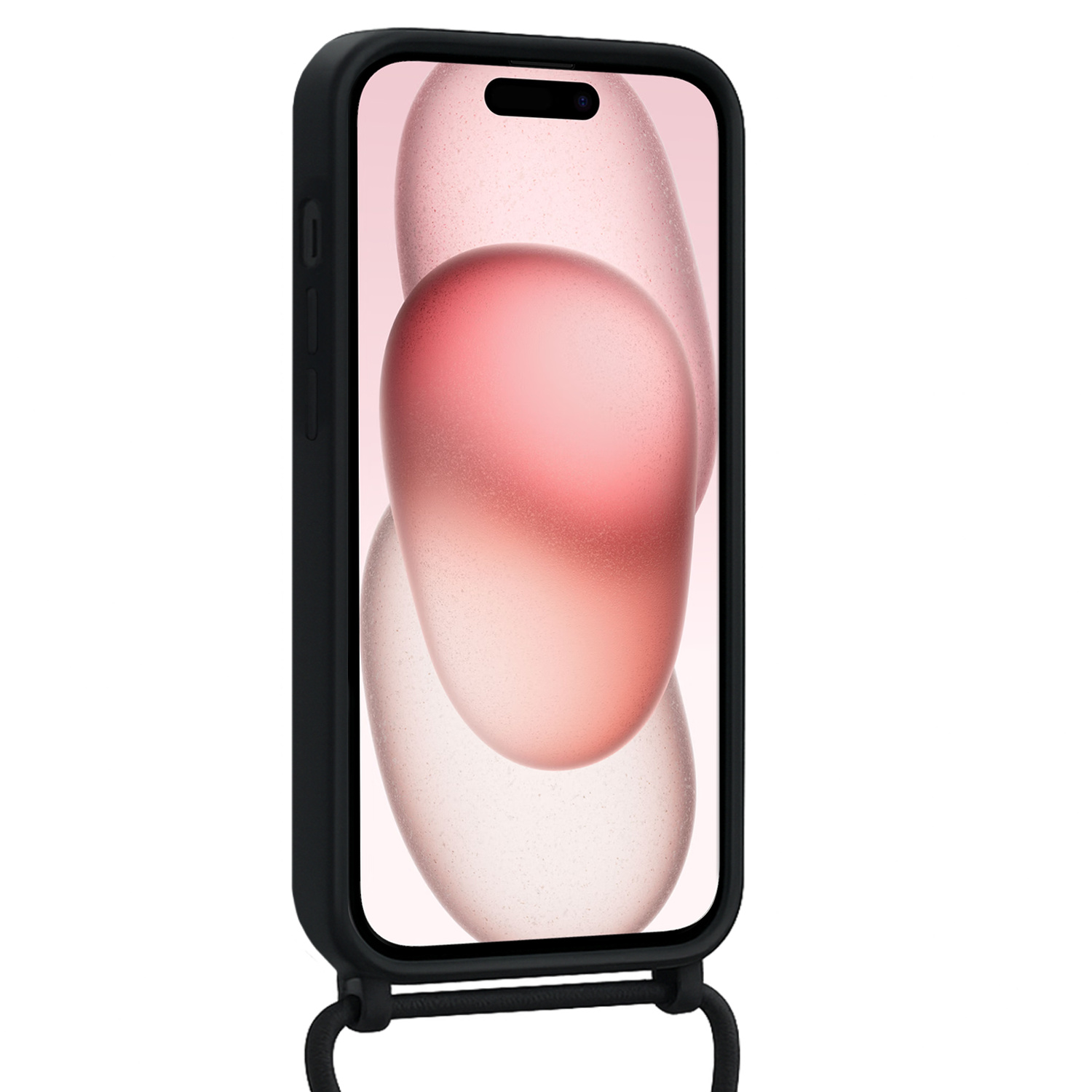 NoXx NoXx iPhone 15 Plus Hoesje Pashouder met Koord Met 2x Screenprotector - Zwart