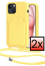 NoXx NoXx iPhone 15 Hoesje Pashouder met Koord - Geel - 2 PACK