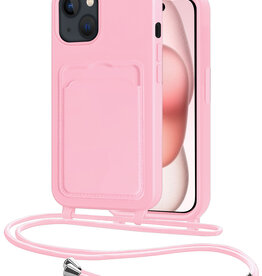 NoXx NoXx iPhone 15 Hoesje Pashouder met Koord - Lichtroze