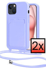 NoXx NoXx iPhone 15 Hoesje Pashouder met Koord - Lila - 2 PACK
