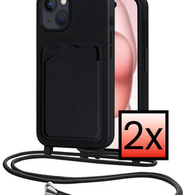 NoXx NoXx iPhone 15 Hoesje Pashouder met Koord - Zwart - 2 PACK