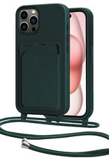 NoXx NoXx iPhone 15 Pro Hoesje Pashouder met Koord - Donkergroen