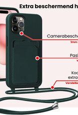 NoXx NoXx iPhone 15 Pro Hoesje Pashouder met Koord - Donkergroen - 2 PACK