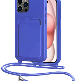 NoXx NoXx iPhone 15 Pro Hoesje Pashouder met Koord - Fel Blauw