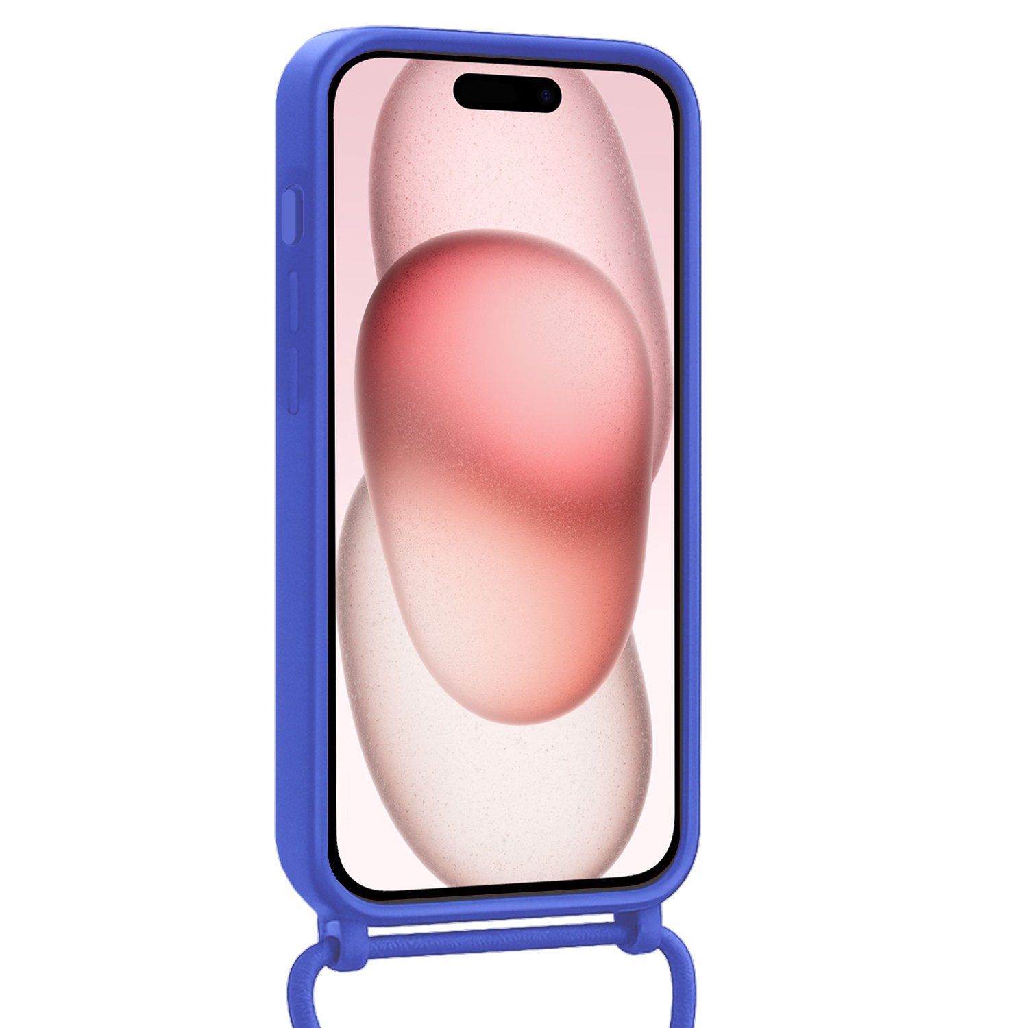 NoXx NoXx iPhone 15 Pro Hoesje Pashouder met Koord Met 2x Screenprotector - Fel Blauw