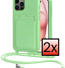 NoXx NoXx iPhone 15 Pro Hoesje Pashouder met Koord - Groen - 2 PACK