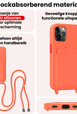 NoXx NoXx iPhone 15 Pro Hoesje Pashouder met Koord - Papaya - 2 PACK