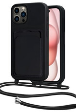 NoXx NoXx iPhone 15 Pro Hoesje Pashouder met Koord - Zwart