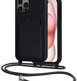 NoXx NoXx iPhone 15 Pro Hoesje Pashouder met Koord - Zwart