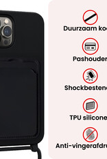 NoXx NoXx iPhone 15 Pro Hoesje Pashouder met Koord - Zwart - 2 PACK