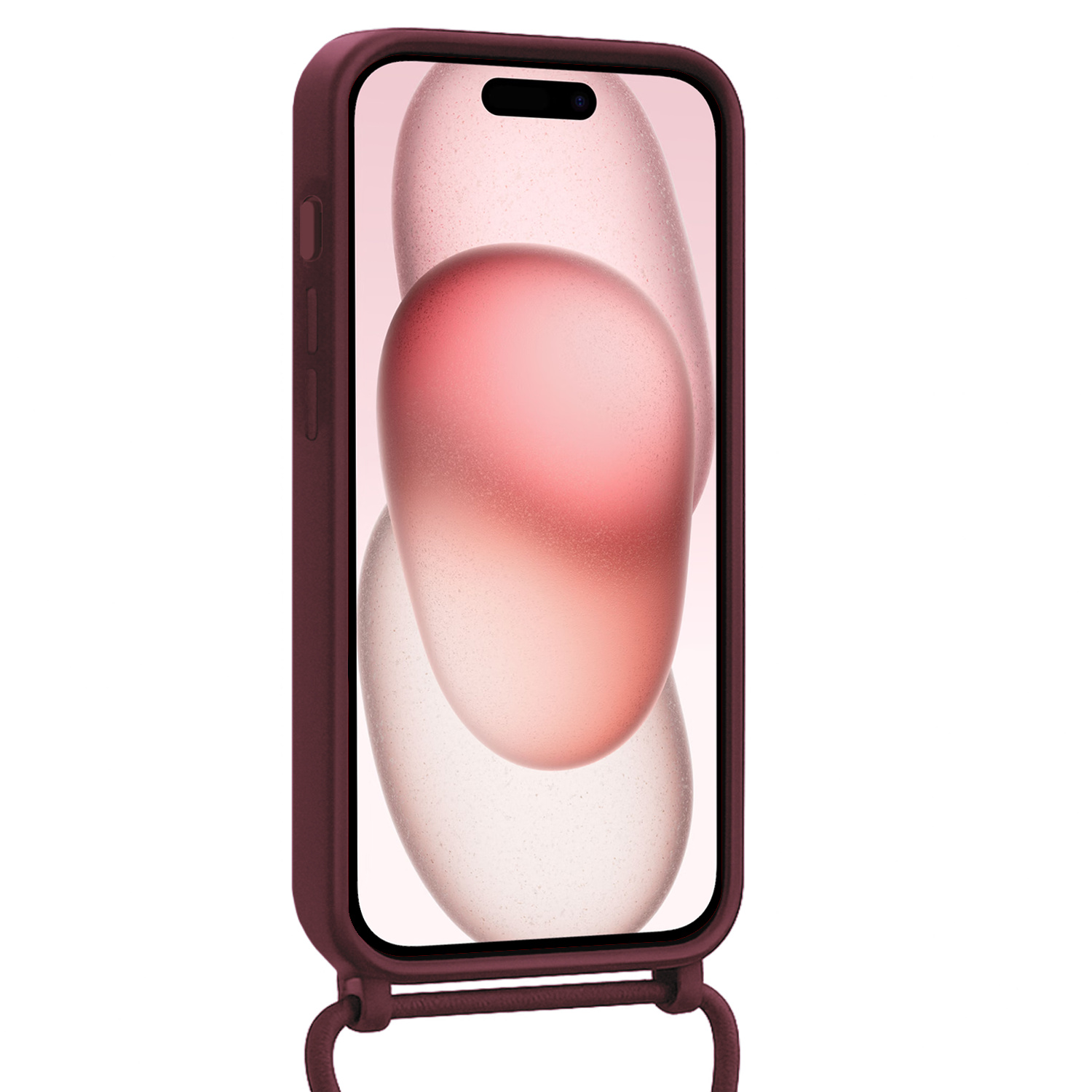 NoXx NoXx iPhone 15 Pro Max Hoesje Pashouder met Koord Met Screenprotector - Aubergine