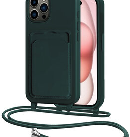NoXx NoXx iPhone 15 Pro Max Hoesje Pashouder met Koord - Donkergroen