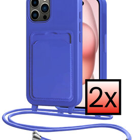 NoXx NoXx iPhone 15 Pro Max Hoesje Pashouder met Koord - Fel Blauw - 2 PACK