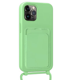 NoXx NoXx iPhone 15 Pro Max Hoesje Pashouder met Koord Met Screenprotector - Groen