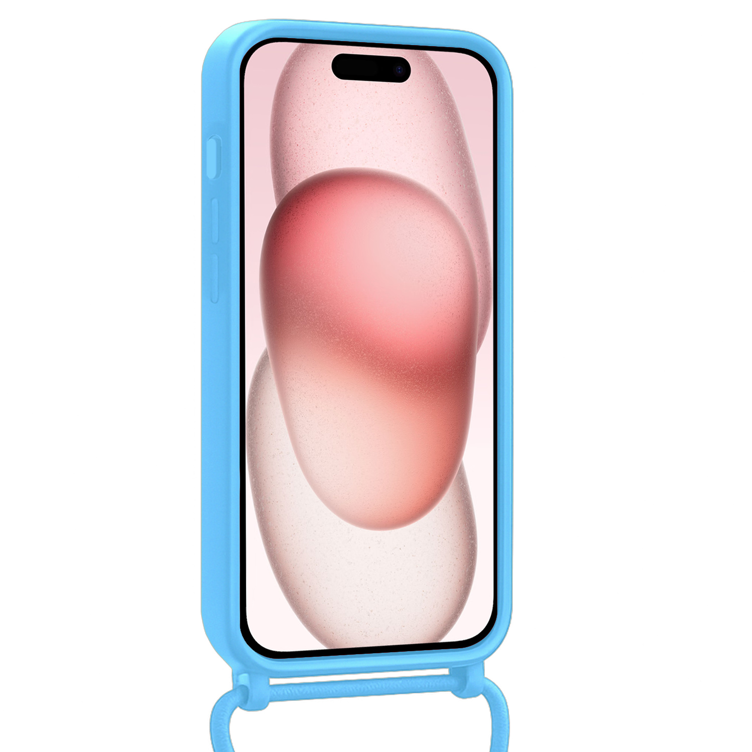 NoXx NoXx iPhone 15 Pro Max Hoesje Pashouder met Koord Met 2x Screenprotector - Lichtblauw