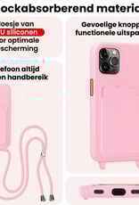 NoXx NoXx iPhone 15 Pro Max Hoesje Pashouder met Koord - Lichtroze