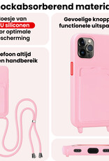 NoXx NoXx iPhone 15 Pro Max Hoesje Pashouder met Koord - Lichtroze - 2 PACK
