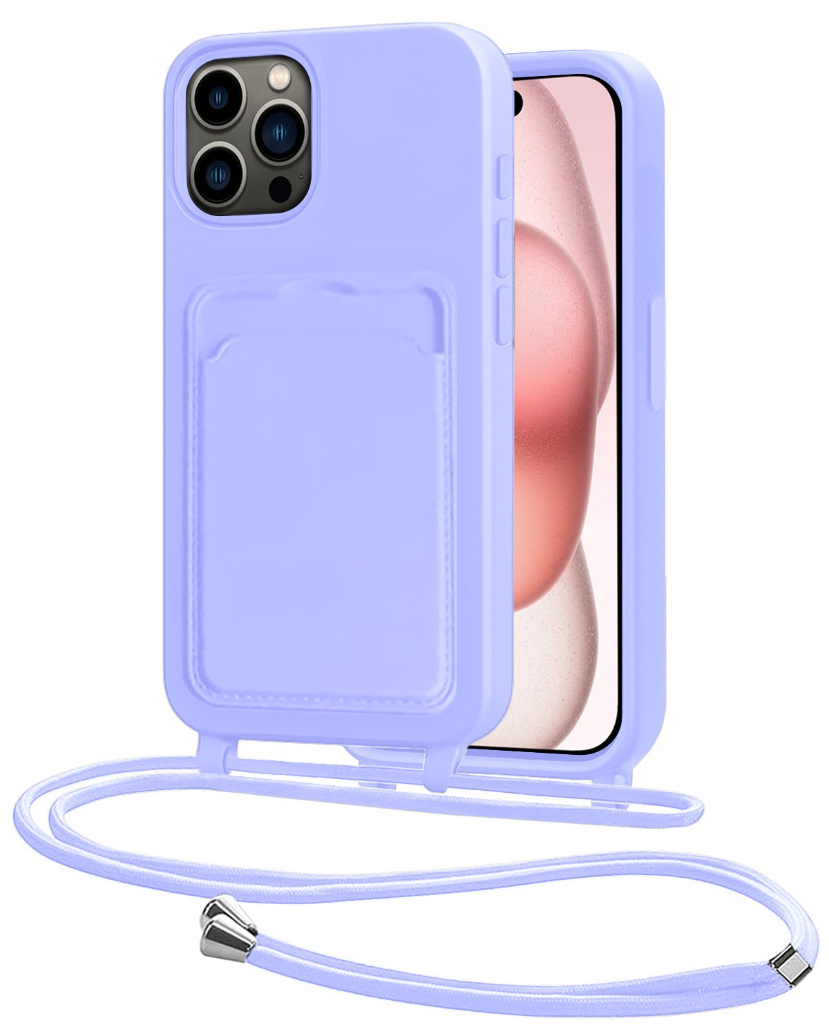 NoXx NoXx iPhone 15 Pro Max Hoesje Pashouder met Koord - Lila