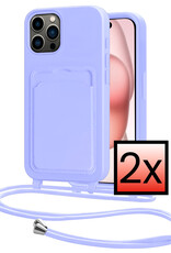 NoXx NoXx iPhone 15 Pro Max Hoesje Pashouder met Koord - Lila - 2 PACK