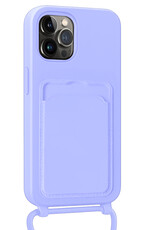 NoXx NoXx iPhone 15 Pro Max Hoesje Pashouder met Koord Met 2x Screenprotector - Lila