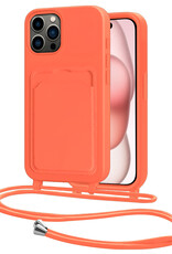 NoXx NoXx iPhone 15 Pro Max Hoesje Pashouder met Koord - Papaya
