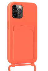 NoXx NoXx iPhone 15 Pro Max Hoesje Pashouder met Koord - Papaya