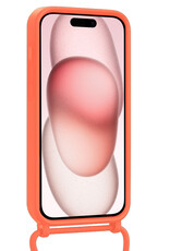 NoXx NoXx iPhone 15 Pro Max Hoesje Pashouder met Koord Met Screenprotector - Papaya