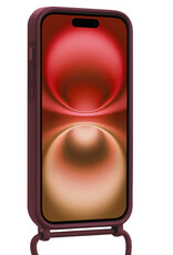 NoXx NoXx iPhone 16 Plus Hoesje Pashouder met Koord Met 2x Screenprotector - Aubergine