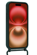 NoXx NoXx iPhone 16 Plus Hoesje Pashouder met Koord Met Screenprotector - Donkergroen