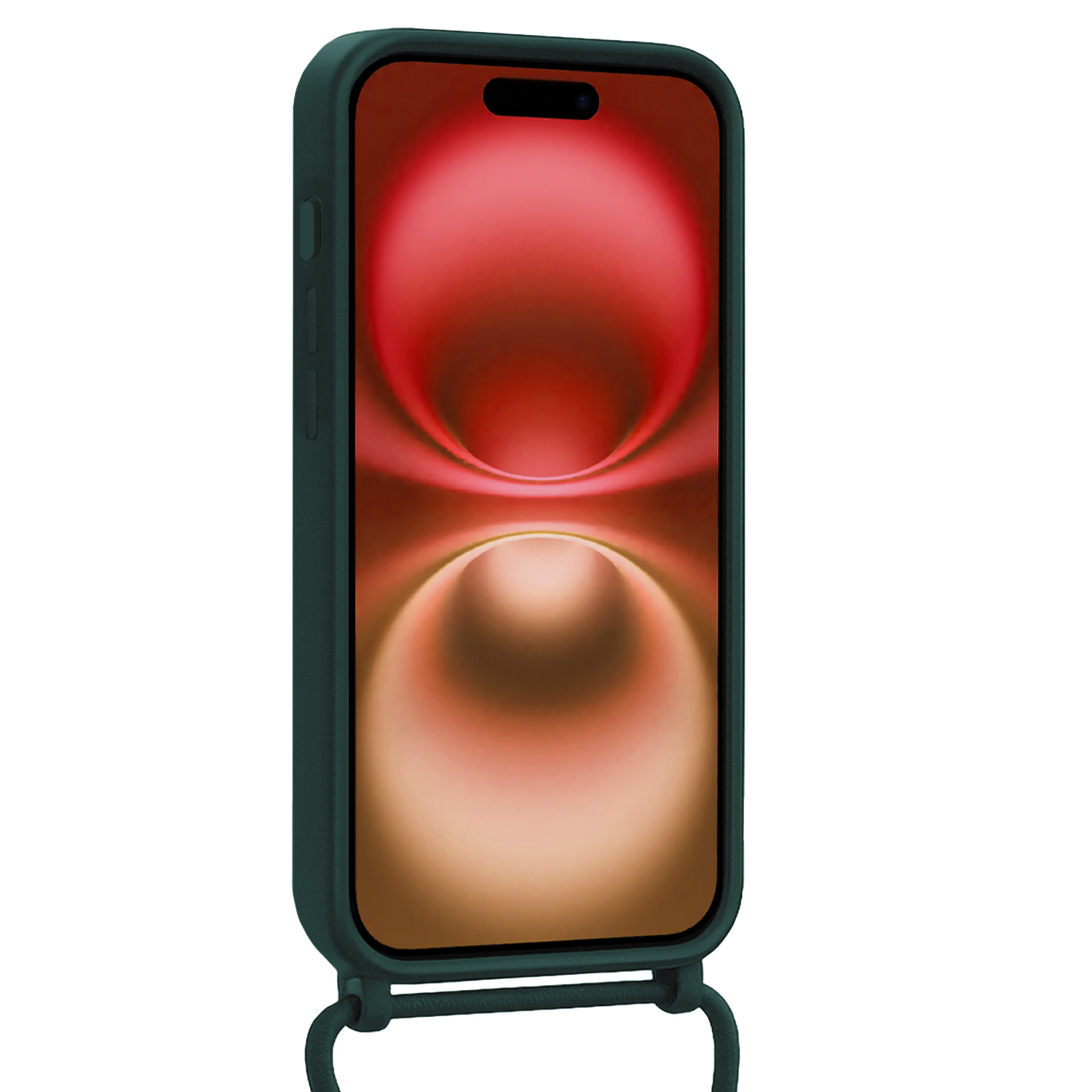 NoXx NoXx iPhone 16 Plus Hoesje Pashouder met Koord Met Screenprotector - Donkergroen