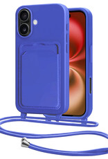 NoXx NoXx iPhone 16 Plus Hoesje Pashouder met Koord - Fel Blauw
