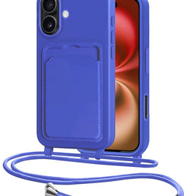 NoXx NoXx iPhone 16 Plus Hoesje Pashouder met Koord - Fel Blauw