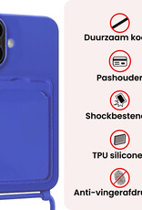 NoXx NoXx iPhone 16 Plus Hoesje Pashouder met Koord - Fel Blauw