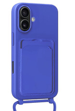 NoXx NoXx iPhone 16 Plus Hoesje Pashouder met Koord - Fel Blauw