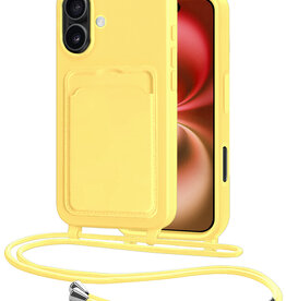 NoXx NoXx iPhone 16 Plus Hoesje Pashouder met Koord - Geel